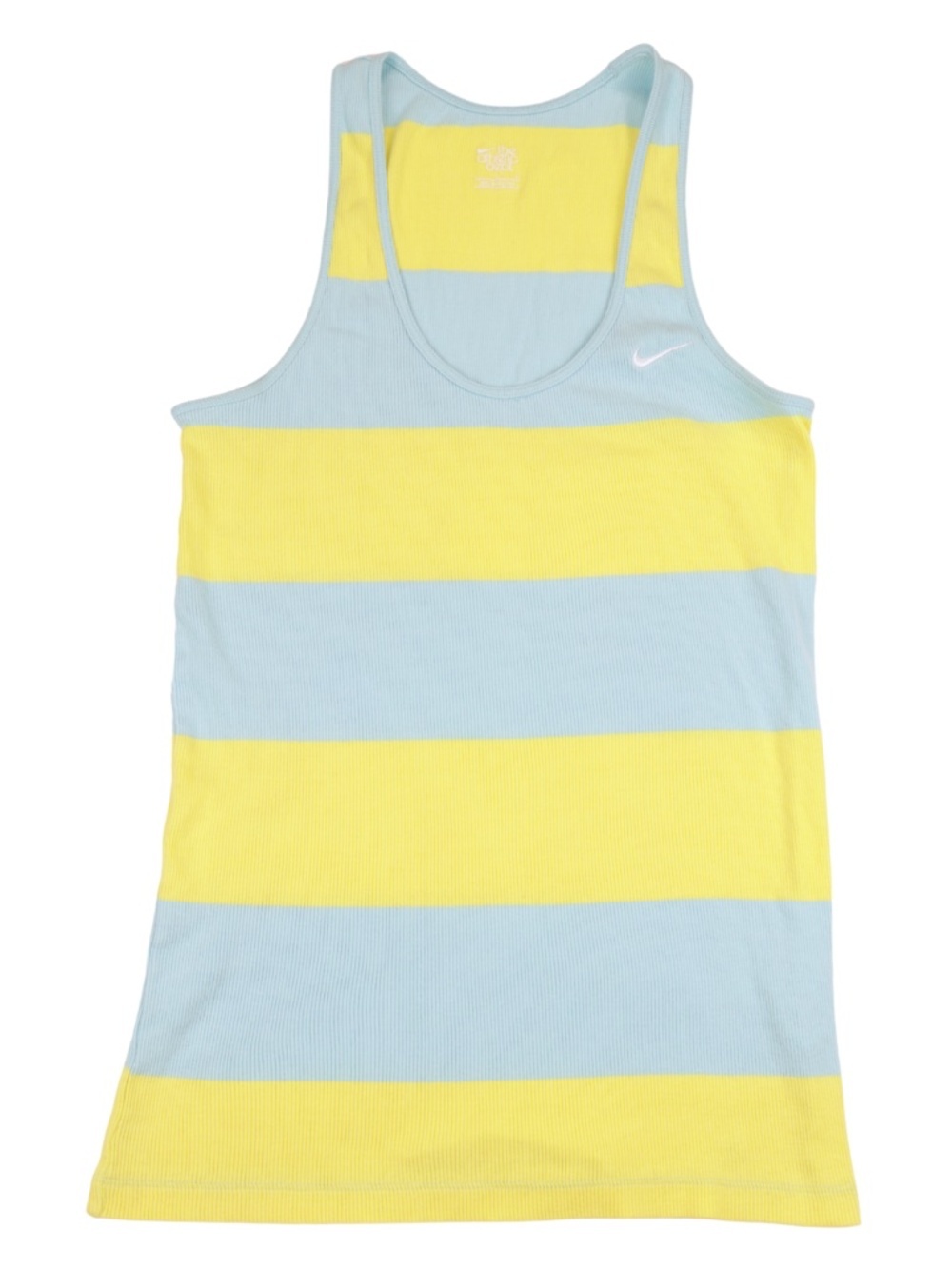 Nike Athletic Dept Aqua Yellow Ribbed Tank Top Size Large
